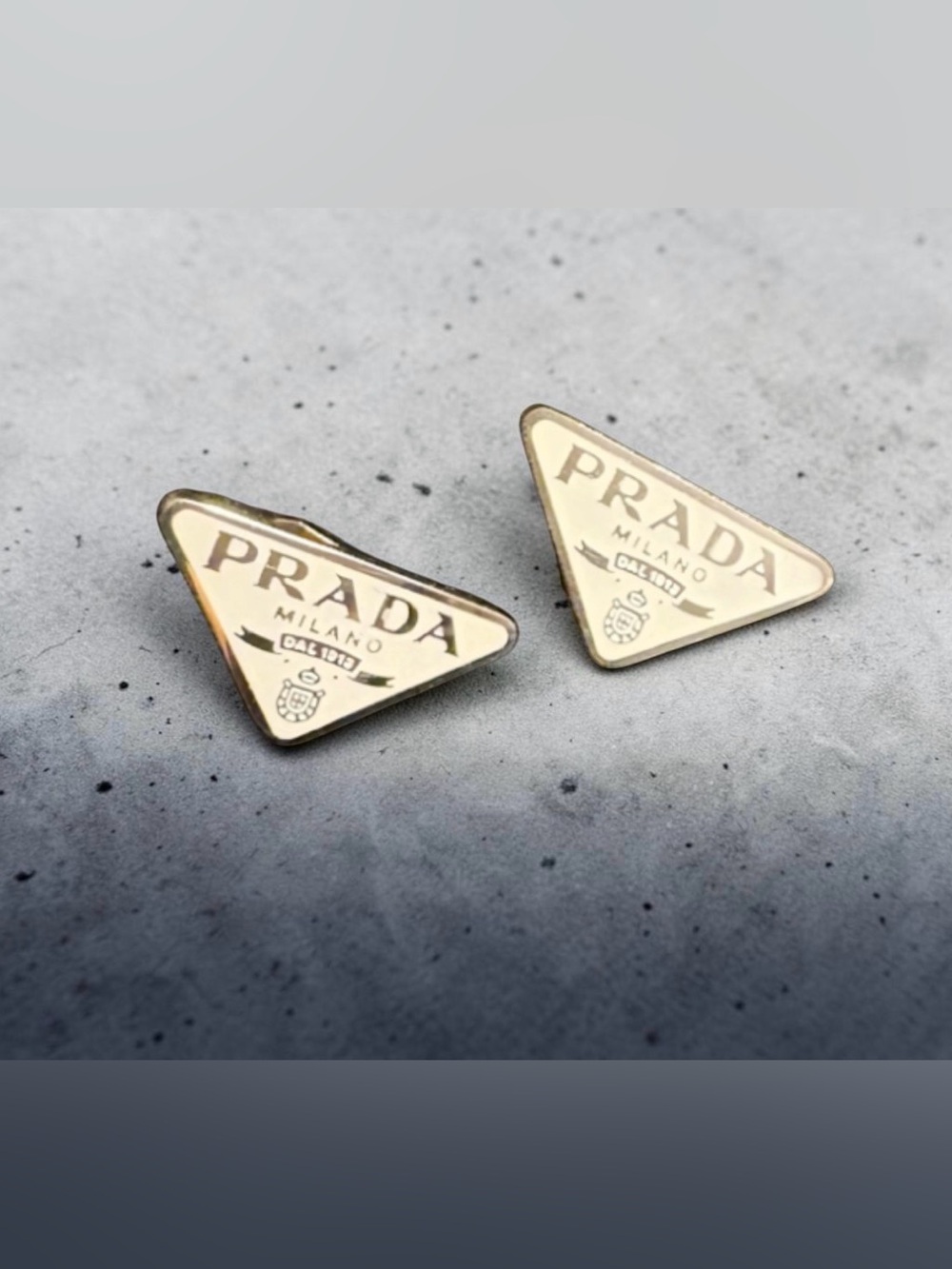 White Silver-Tone Small Stud triangle earrings Stainless Steel